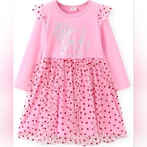 Pat Pat Pink Dress with Heart Pattern